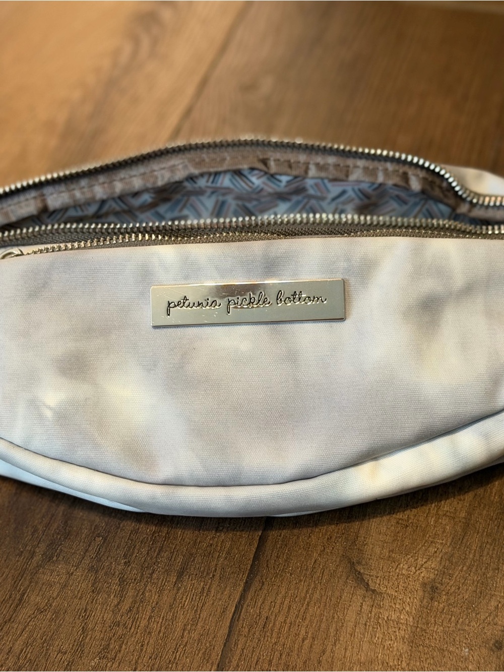 Petunia Pickle Bottom Light Pale Blue Crossbody Belt Bag with Metal Logo
